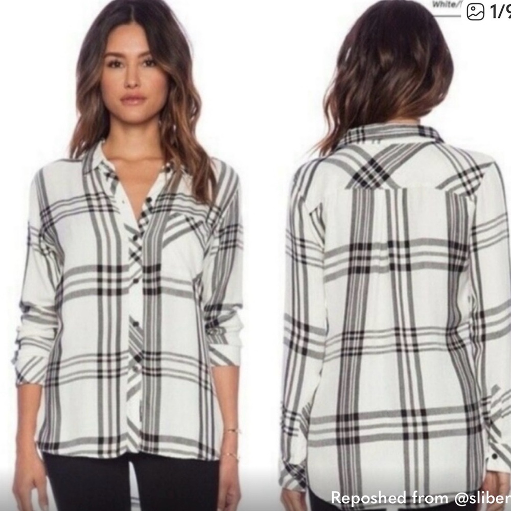 Rails Navy and White Plaid Button-Down Shirt